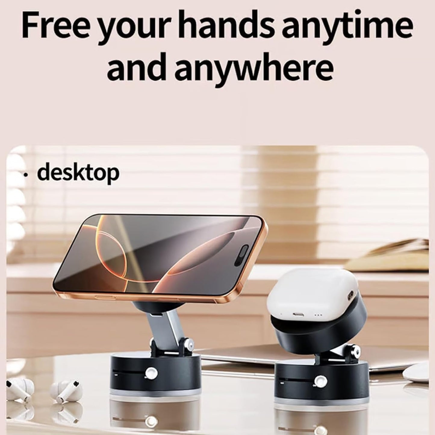 Magnetic Foldable Car Phone Holder with Vacuum Suction Mount