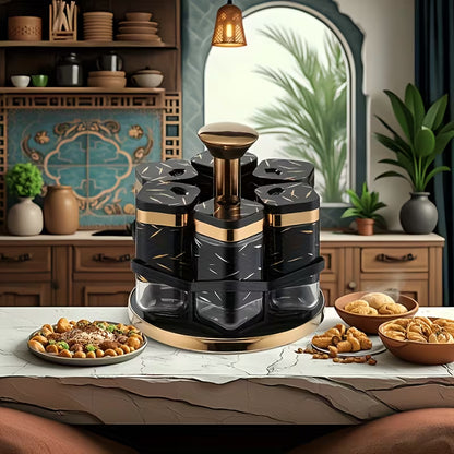 Spice Carousel — 360° Rotating Spice Rack with Glass Jars