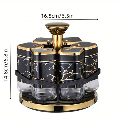 Spice Carousel — 360° Rotating Spice Rack with Glass Jars